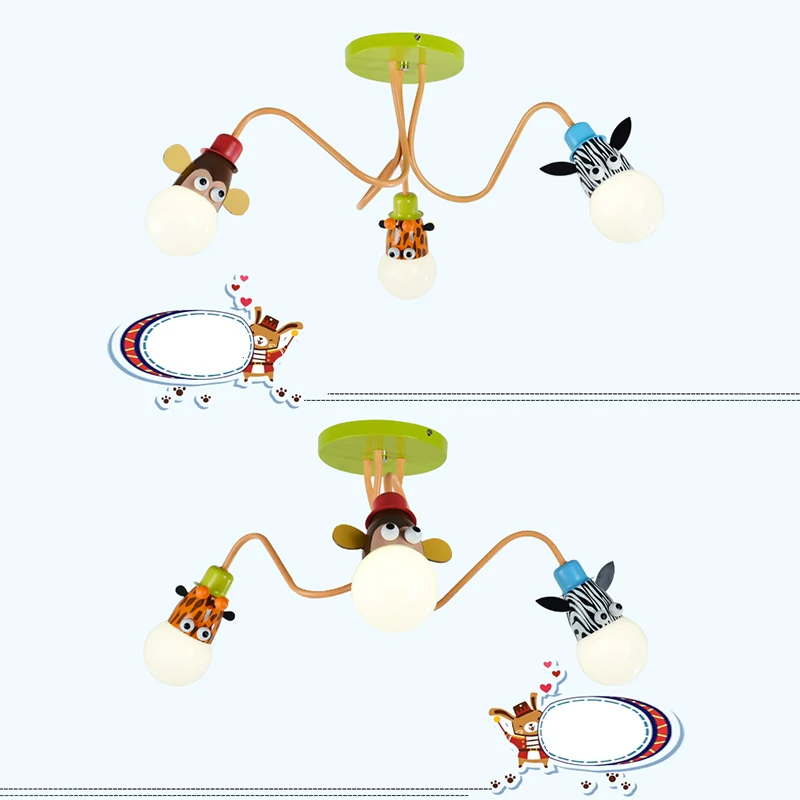 3-lichts dier semi-inbouwlamp moderne metalen plafondlamp voor kinderslaapkamer Clearhalo