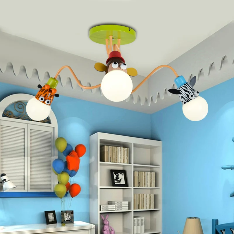 3-lichts dier semi-inbouwlamp moderne metalen plafondlamp voor kinderslaapkamer Clearhalo
