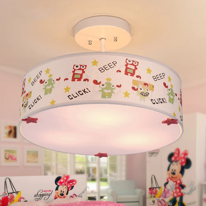 3-lichts drum semi-inbouwlamp met robot cartoon stoffen plafondlamp voor babykamer Clearhalo