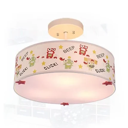3-lichts drum semi-inbouwlamp met robot cartoon stoffen plafondlamp voor babykamer Clearhalo