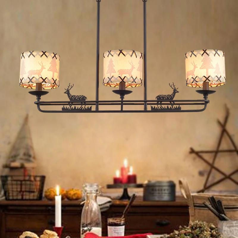 3-lichts eetkamer eilandverlichting Traditionele zwarte hanglamp met tonvormige stoffen kap Clearhalo
