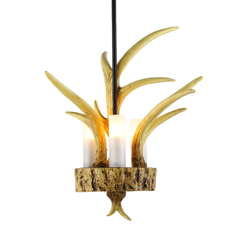3-lichts hangende hanglamp Rustieke buishars hangende plafondlamp bruin met elandenontwerp Clearhalo