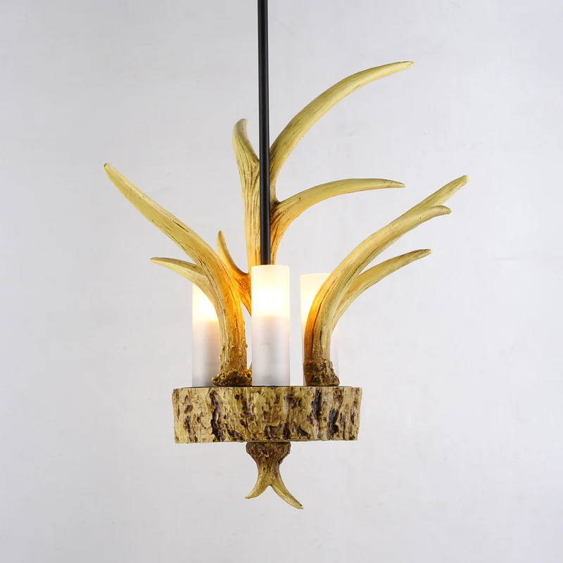 3-lichts hangende hanglamp Rustieke buishars hangende plafondlamp bruin met elandenontwerp Clearhalo