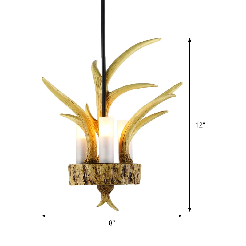 3-lichts hangende hanglamp Rustieke buishars hangende plafondlamp bruin met elandenontwerp Clearhalo