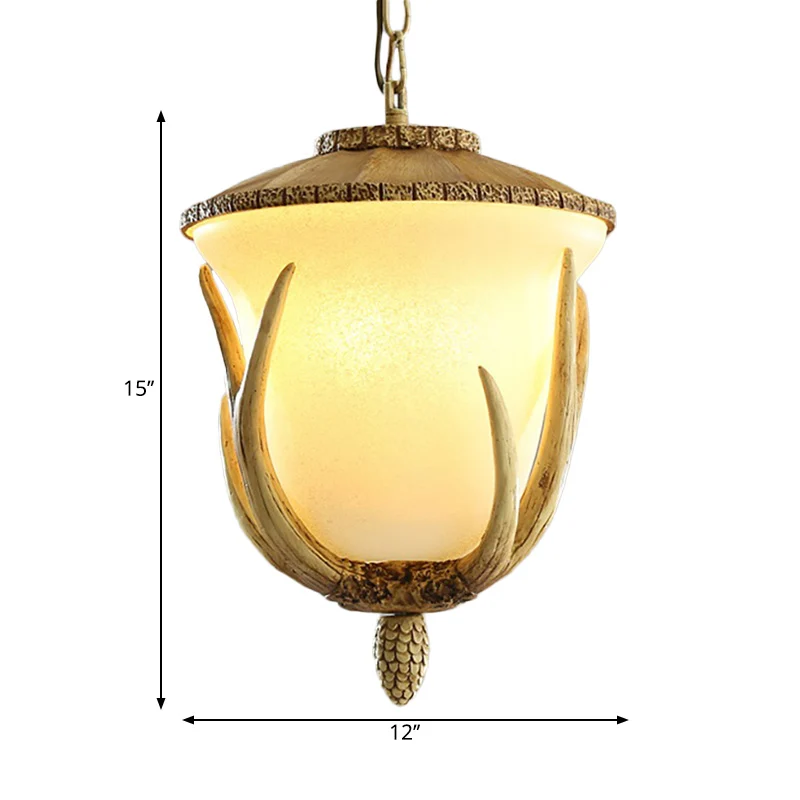 3-lichts hars hanglamp landelijk wit bekervormig restaurant clusterhanger met elandenpatroon Clearhalo