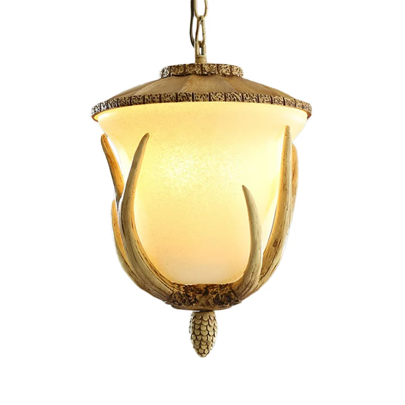 3-lichts hars hanglamp landelijk wit bekervormig restaurant clusterhanger met elandenpatroon Clearhalo