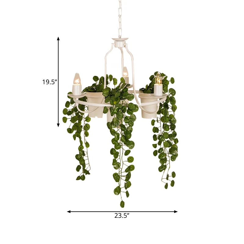 3-lichts kandelaar kroonluchter industriële zwart/wit metalen hangende hanglamp met potdeco Clearhalo