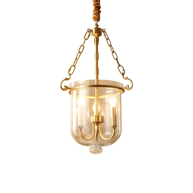 3-lichts kroonluchter hanglamp koloniale kaars helder glazen hanglamp voor eetkamer Clearhalo