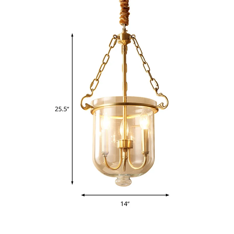 3-lichts kroonluchter hanglamp koloniale kaars helder glazen hanglamp voor eetkamer Clearhalo