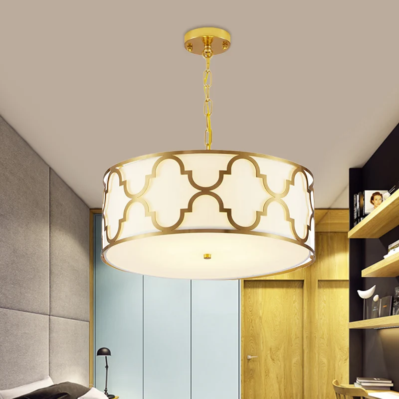 3-lichts kroonluchterlicht met trommelschaduw stof Scandinavische eetkamer plafondlamp zwart/wit/blauw, 16"/19,5"/23,5" br...
