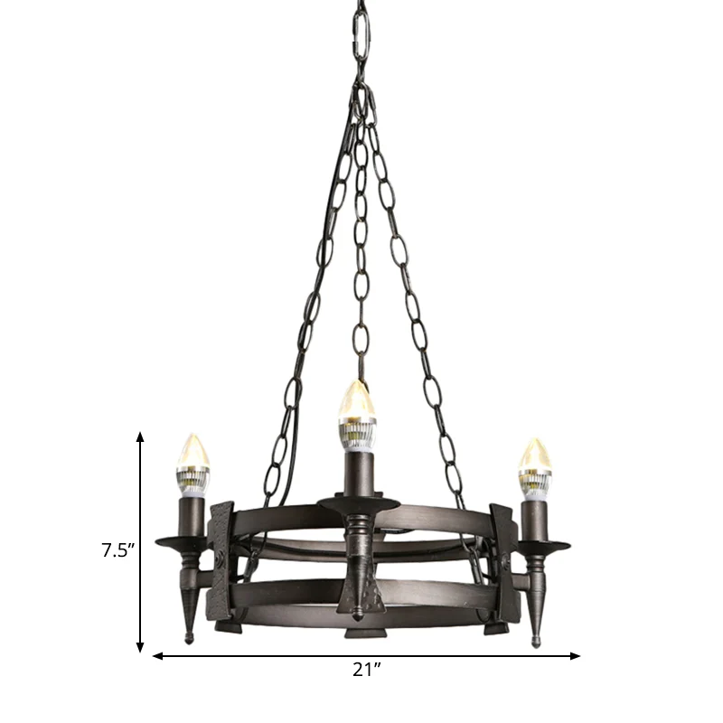 3-lichts metalen plafondkroonluchter rustiek zwart kale lamp woonkamer hanglampset Clearhalo