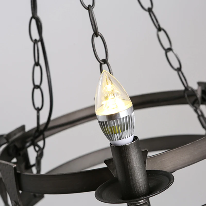 3-lichts metalen plafondkroonluchter rustiek zwart kale lamp woonkamer hanglampset Clearhalo