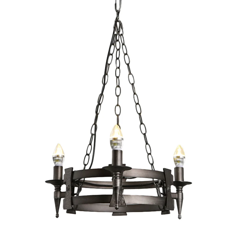 3-lichts metalen plafondkroonluchter rustiek zwart kale lamp woonkamer hanglampset Clearhalo