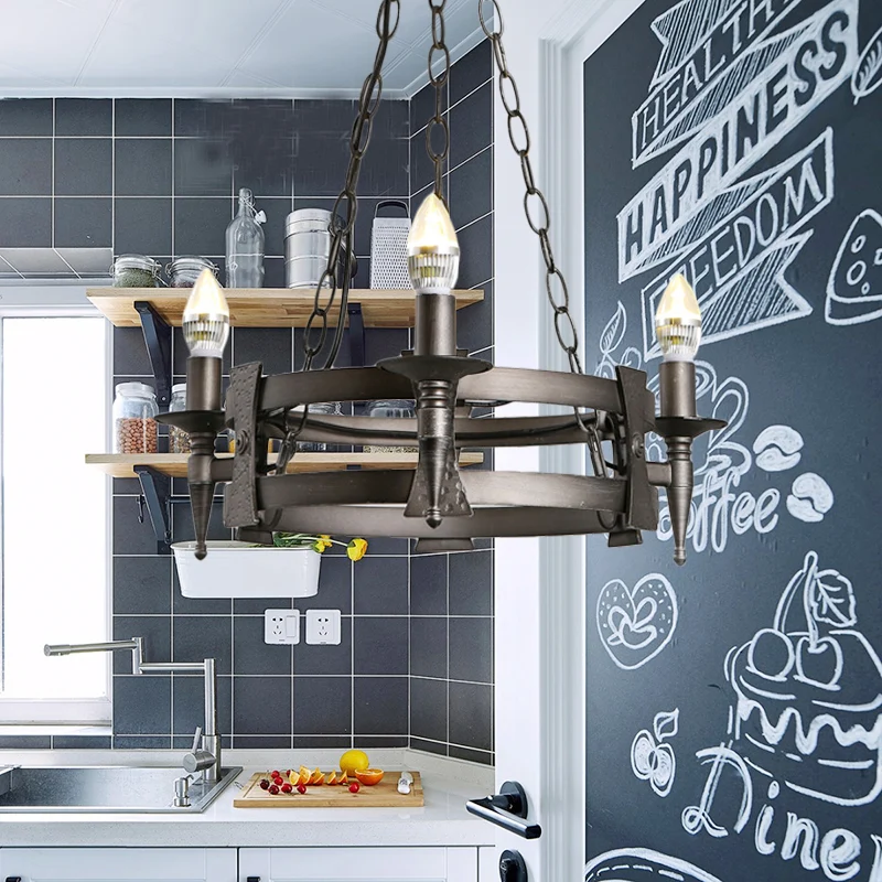 3-lichts metalen plafondkroonluchter rustiek zwart kale lamp woonkamer hanglampset Clearhalo