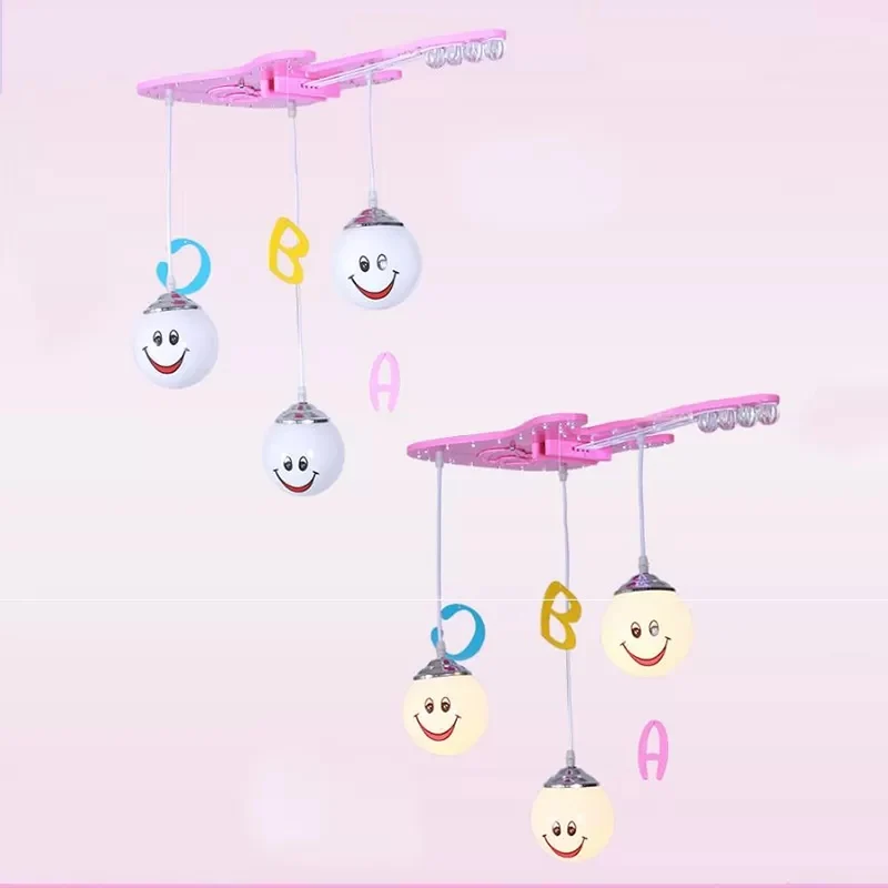 3-lichts Orb Shade hanglamp met gitaar kinderglas hanglamp roze voor meisjesslaapkamer Clearhalo