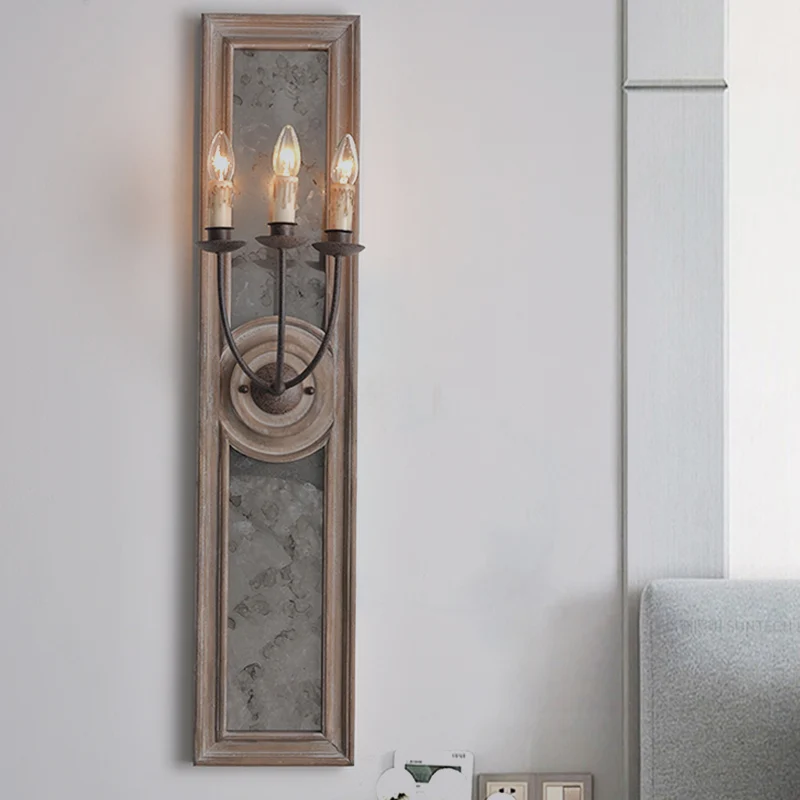 3-lichts wandgemonteerde kandelaar landelijke stijl, metalen wandlamp met spiegeldetail bruin Clearhalo