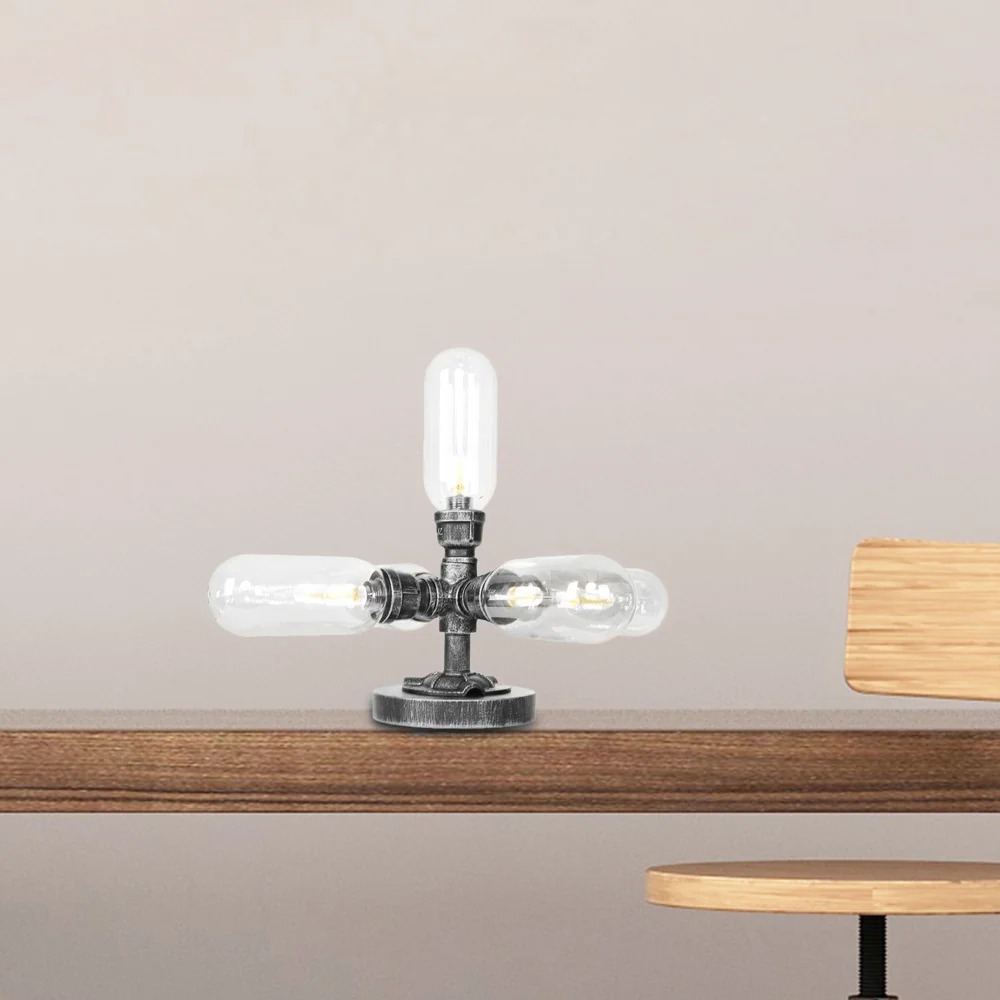 4/5-lichts helder/amber glazen bureaulamp industriële antieke zwarte capsule woonkamer taakverlichting Clearhalo