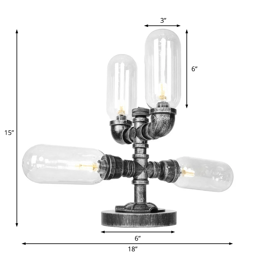 4/5-lichts helder/amber glazen bureaulamp industriële antieke zwarte capsule woonkamer taakverlichting Clearhalo