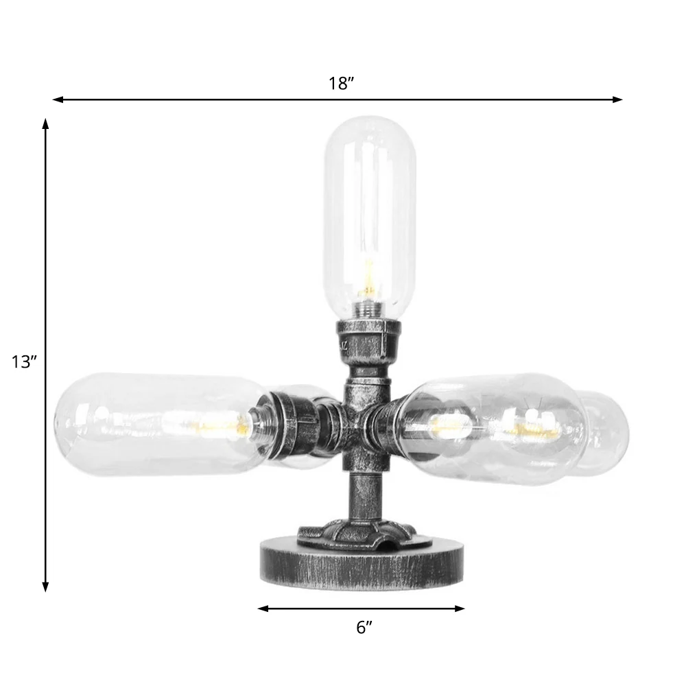 4/5-lichts helder/amber glazen bureaulamp industriële antieke zwarte capsule woonkamer taakverlichting Clearhalo