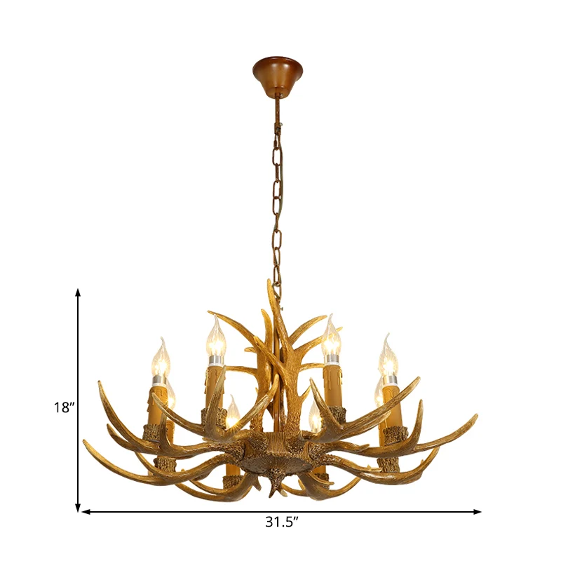 4/6/8 hoofden hars kroonluchter rustieke bruine kaars eetkamer hanglamp met hertengewei Clearhalo