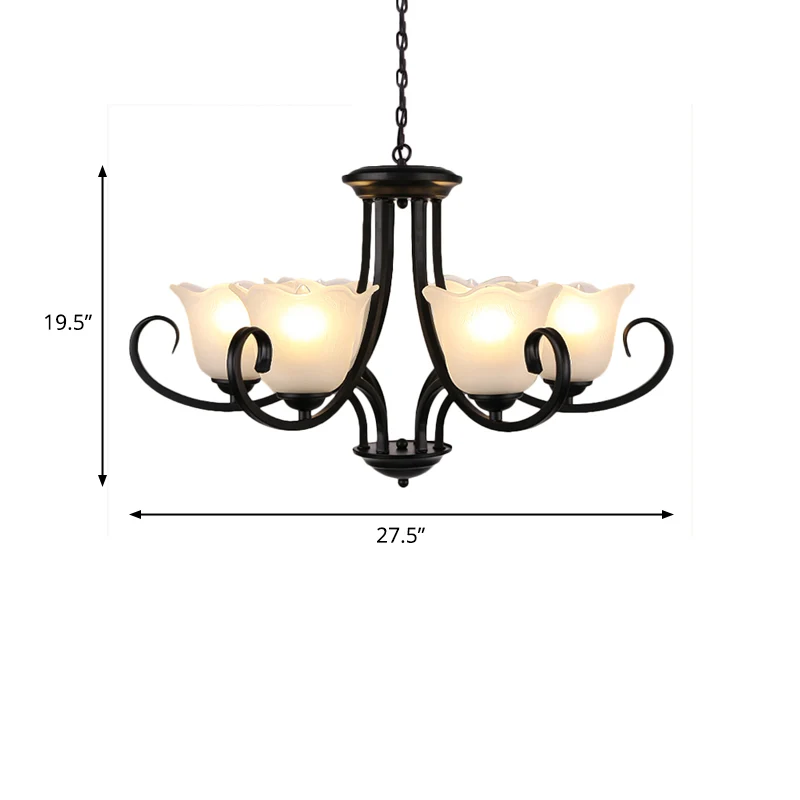 4/6/8 lampen plafondlamp met uitlopende kap matglas traditionele slaapkamer kroonluchter hanglamp zwart Clearhalo