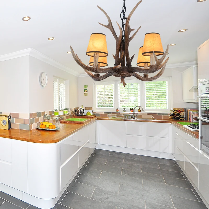 4/6/8-lichts conische kroonluchter licht traditionele bruine hars ophanging hanger voor keukeneiland Clearhalo