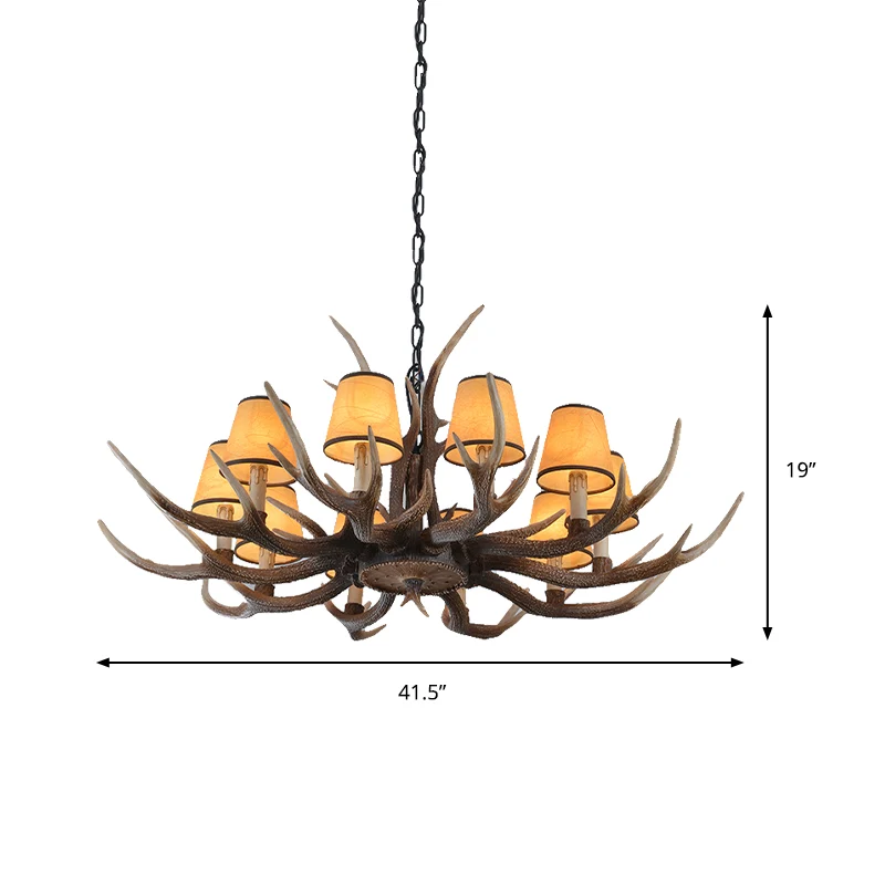 4/6/8-lichts conische kroonluchter licht traditionele bruine hars ophanging hanger voor keukeneiland Clearhalo