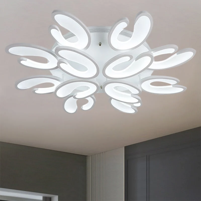 4/6/9 Heads Slaapkamer Plafondlamp Armatuur met U-vormige Acryl Schaduw Witte Inbouwlamp Warm/Wit/Natuurlijk Licht Clearhalo