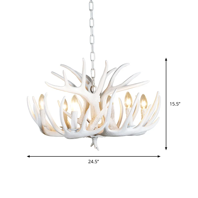 4/6/9 lichten kroonluchter verlichtingsarmatuur landelijke kaars hars plafond hanglamp wit voor restaurant Clearhalo