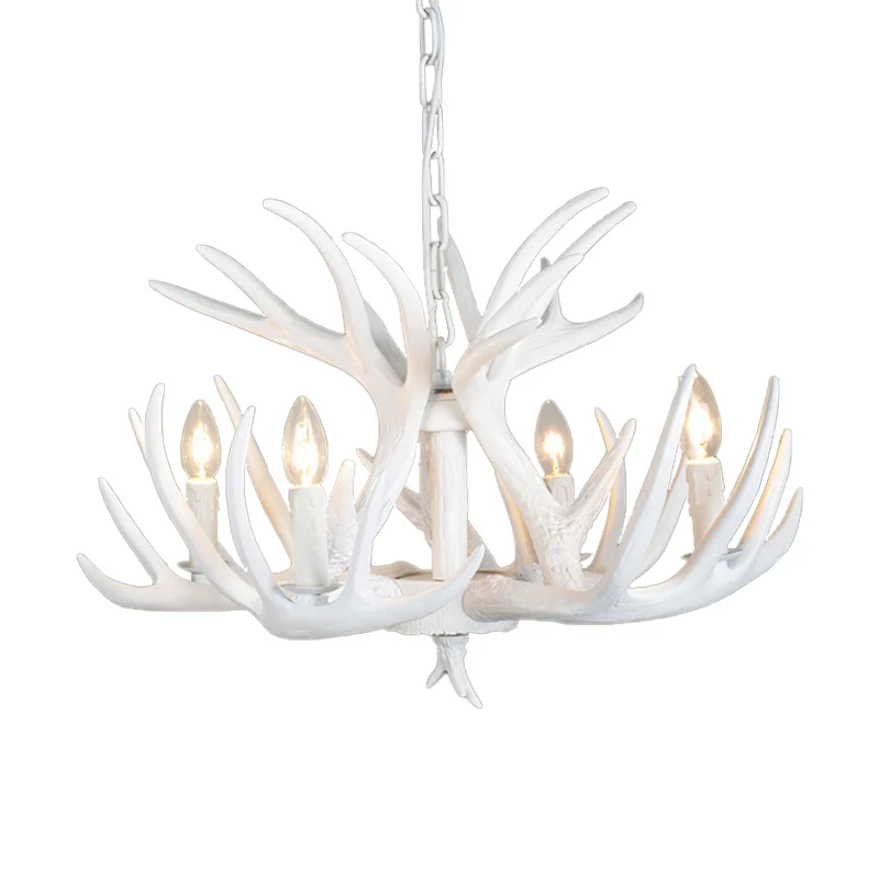 4/6/9 lichten kroonluchter verlichtingsarmatuur landelijke kaars hars plafond hanglamp wit voor restaurant Clearhalo