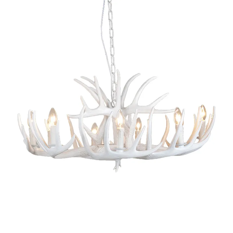 4/6/9 lichten kroonluchter verlichtingsarmatuur landelijke kaars hars plafond hanglamp wit voor restaurant Clearhalo