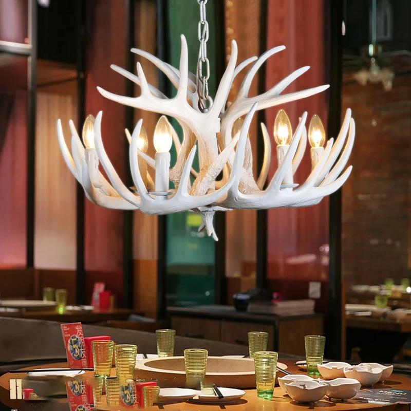 4/6/9 lichten kroonluchter verlichtingsarmatuur landelijke kaars hars plafond hanglamp wit voor restaurant Clearhalo