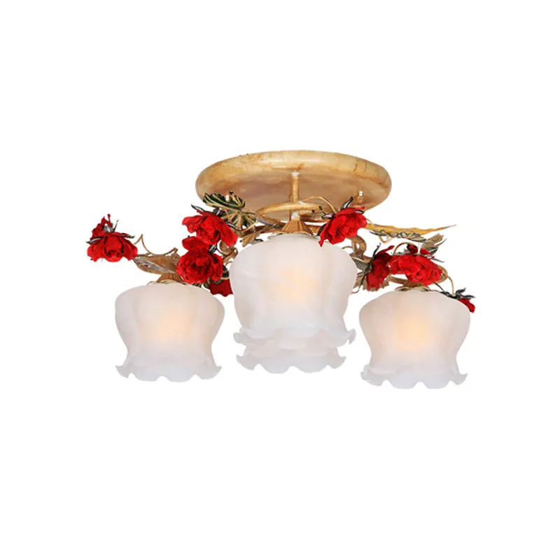 4/6-lichts matglas inbouw landelijk koffie bloemen eetkamer semi-inbouw lichtarmatuur Clearhalo