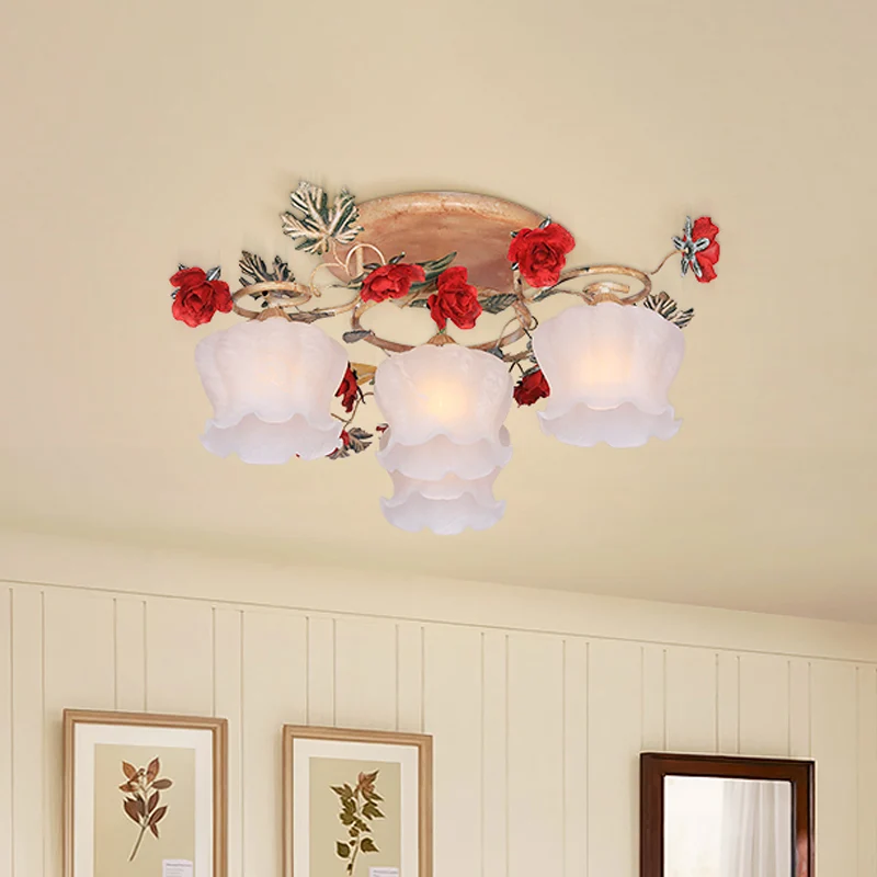 4/6-lichts matglas inbouw landelijk koffie bloemen eetkamer semi-inbouw lichtarmatuur Clearhalo