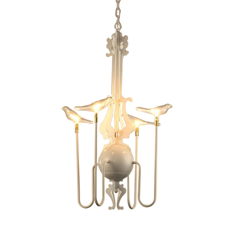 4/8/12-licht ijzeren kroonluchter licht antiek zwart/wit duikend gewapend plafondlamp met helder glazen vogel Clearhalo