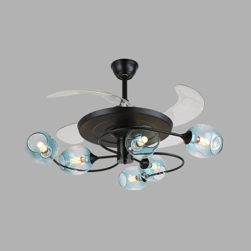 42" W 4-bladige retro plafondventilator Verlichting Bloemenwerveling Afstandsbediening Halfverzonken licht met glazen kap...