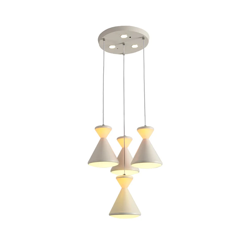 4-hoofds eetkamer cluster hanglamp modernistische witte LED-hanglamp met zandloper acryl kap Clearhalo