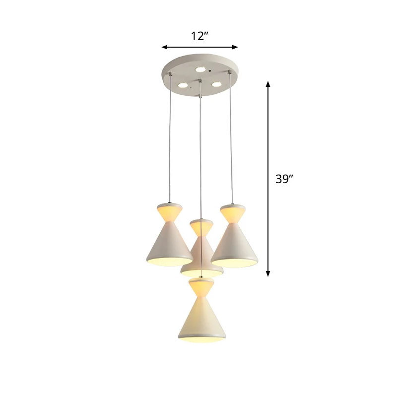 4-hoofds eetkamer cluster hanglamp modernistische witte LED-hanglamp met zandloper acryl kap Clearhalo