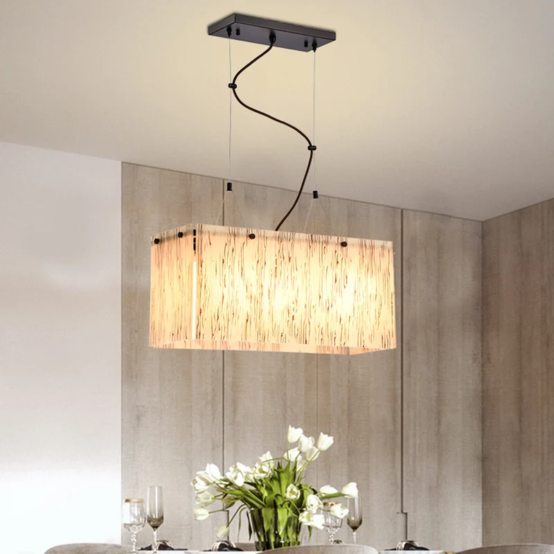 4-koppige eetkamer eilandlamp moderne zwarte plafondhanglamp met rechthoekige amberkleurige glazen kap Clearhalo