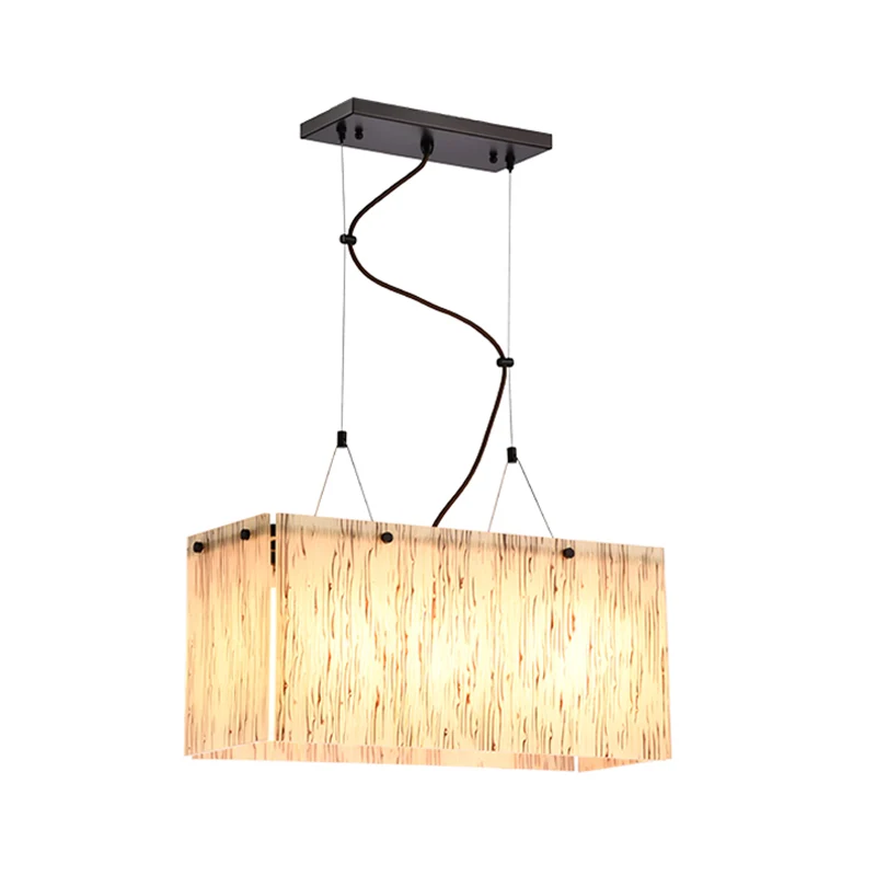 4-koppige eetkamer eilandlamp moderne zwarte plafondhanglamp met rechthoekige amberkleurige glazen kap Clearhalo