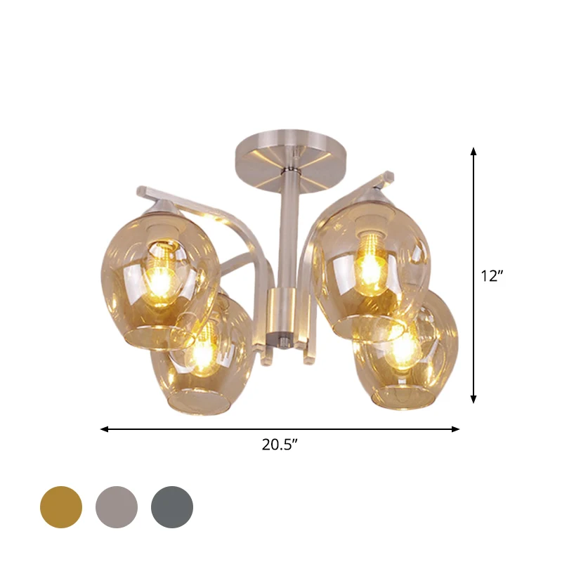 4-kops Bud Shade plafondlamp eigentijds semi-inbouwlicht voor eetkamer slaapkamer Clearhalo