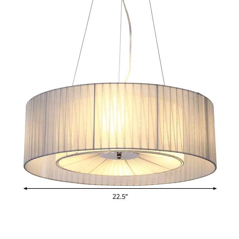 4-lichts eetkamer kroonluchter verlichting modernisme lichtblauwe hanglamp met ronde stoffen kap Clearhalo