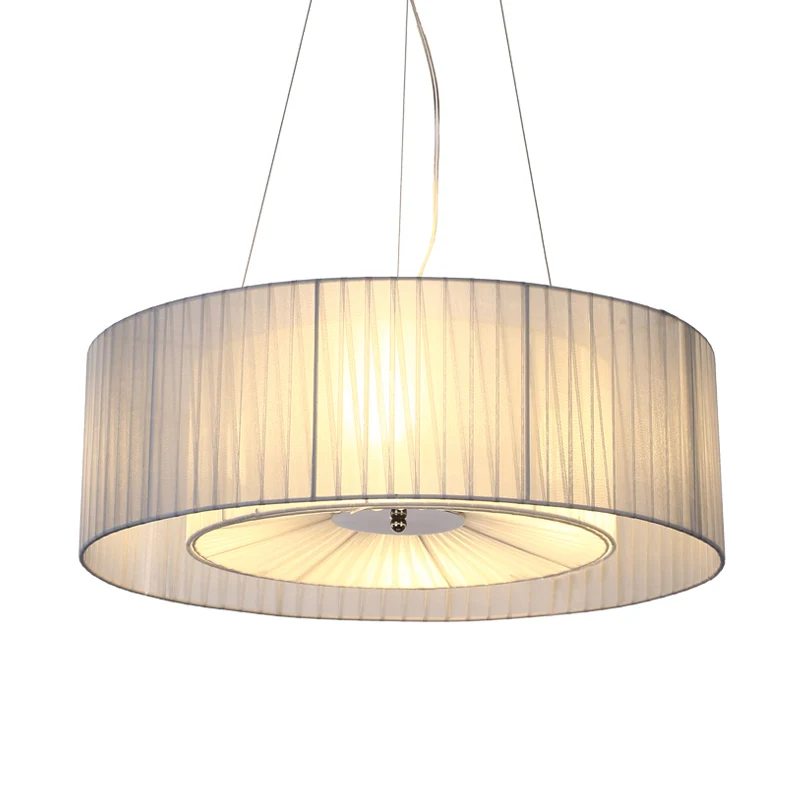 4-lichts eetkamer kroonluchter verlichting modernisme lichtblauwe hanglamp met ronde stoffen kap Clearhalo