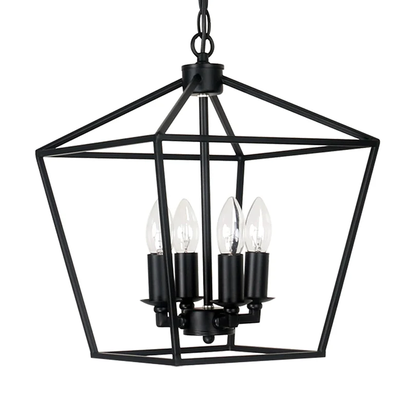 4-lichts geometrische multi-hanger retro industriële stijl metalen multi-drop plafondverlichting voor restaurant Clearhalo