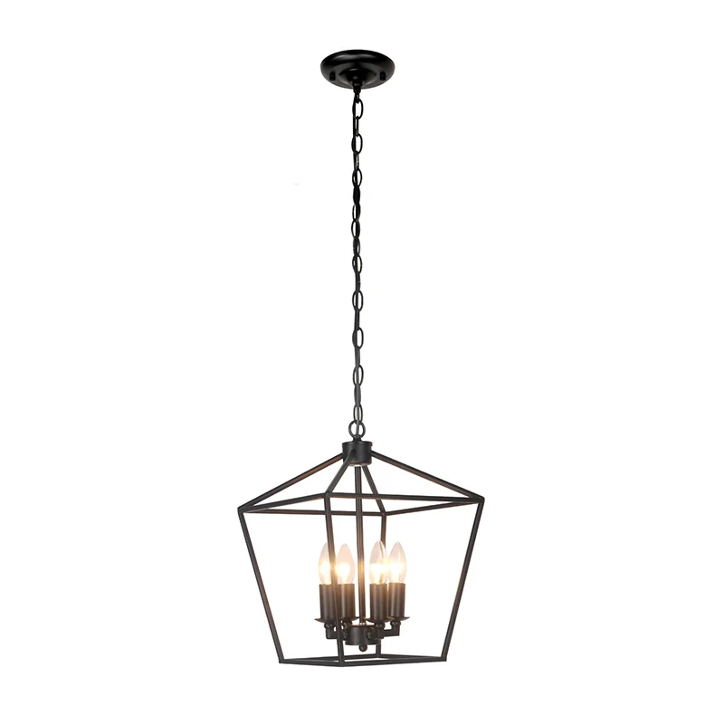 4-lichts geometrische multi-hanger retro industriële stijl metalen multi-drop plafondverlichting voor restaurant Clearhalo