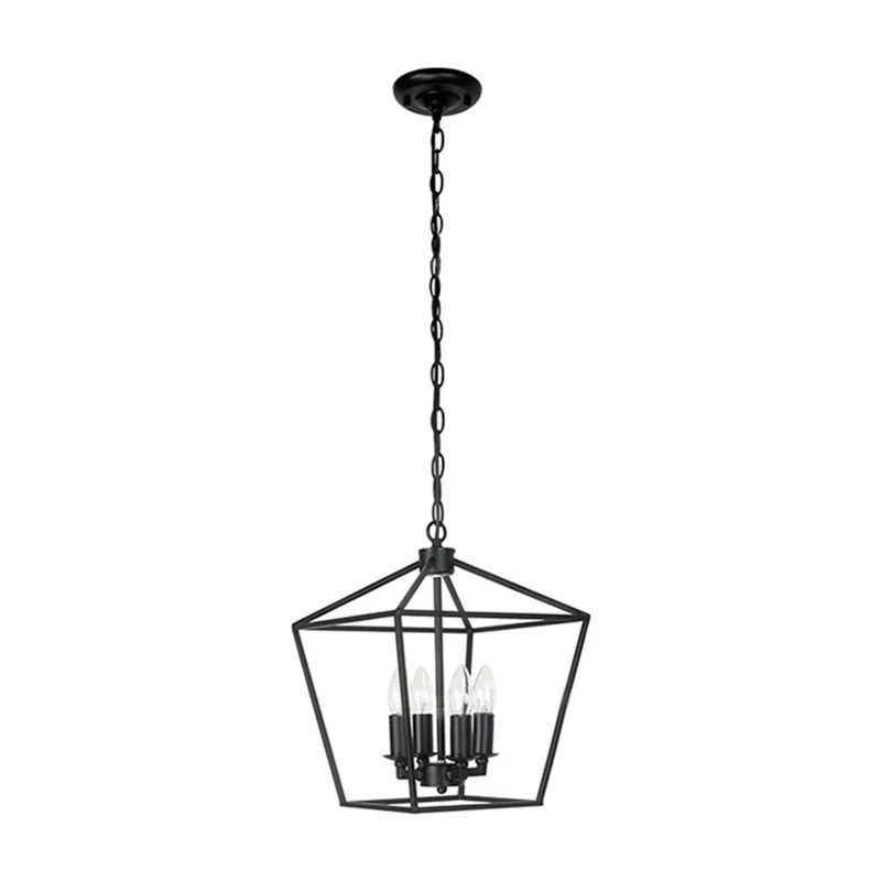 4-lichts geometrische multi-hanger retro industriële stijl metalen multi-drop plafondverlichting voor restaurant Clearhalo
