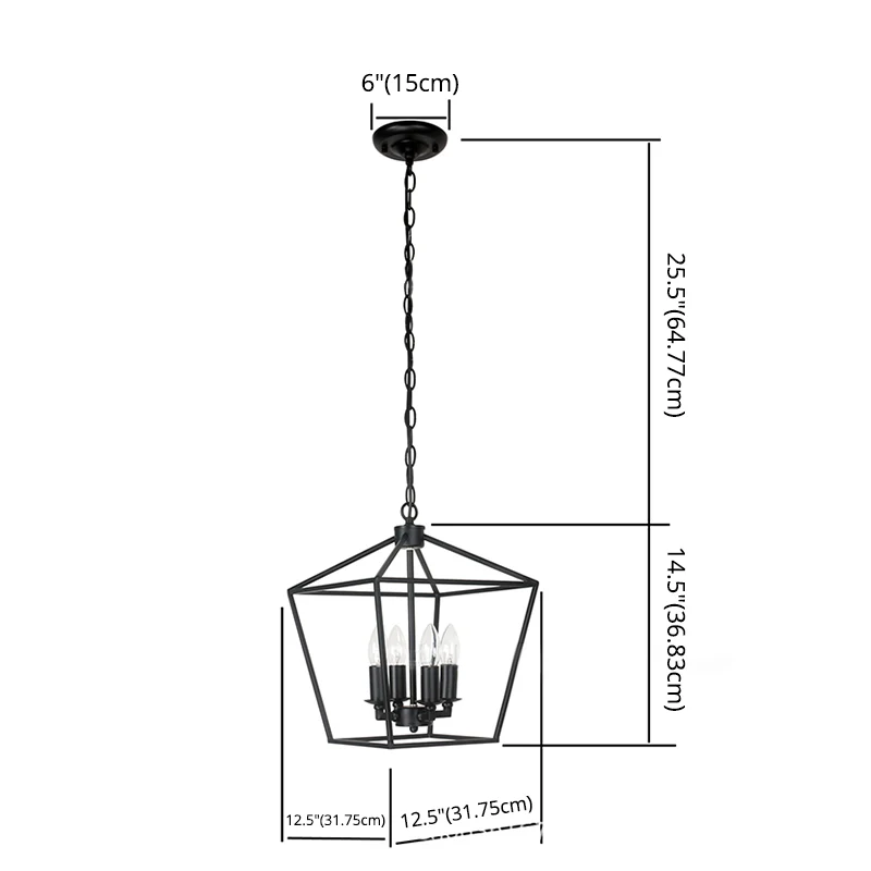 4-lichts geometrische multi-hanger retro industriële stijl metalen multi-drop plafondverlichting voor restaurant Clearhalo