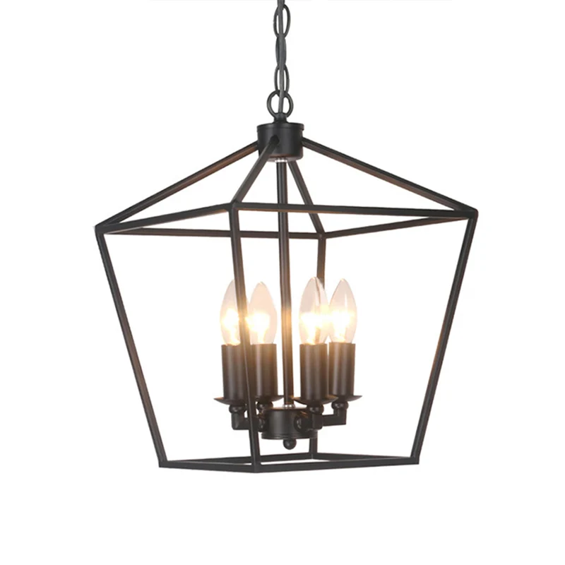 4-lichts geometrische multi-hanger retro industriële stijl metalen multi-drop plafondverlichting voor restaurant Clearhalo