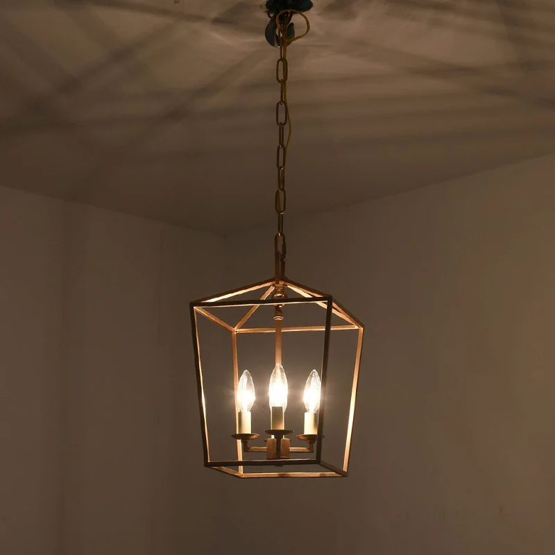 4-lichts hanglamp met kooi, industriële metalen hangende kroonluchter met kaarsontwerp Clearhalo