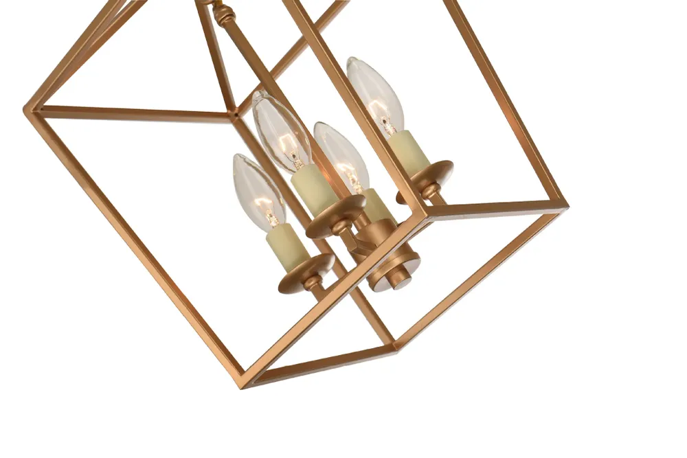 4-lichts hanglamp met kooi, industriële metalen hangende kroonluchter met kaarsontwerp Clearhalo